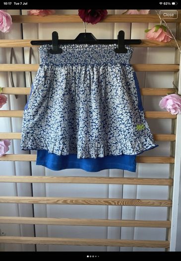 skirt superdry mini skirt medium blue & white floral
