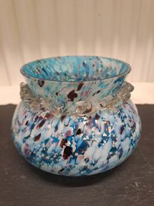 Vintage Art Glass Bowl Turquoise