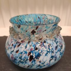 Vintage Art Glass Bowl Turquoise
