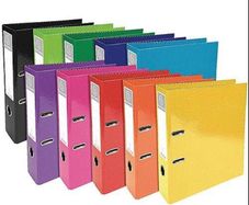 Lever Arch File 70mm ,5 Pack, Assorted Colours, 2 Rings, 70mm Spine, Water-Resistant, Reinforced Edge, Spine Label, Finger Pull Ring