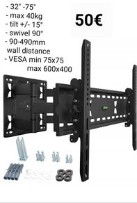Tv Wall Mount Bracket Tilt Swivel Long Arm 32"-75"