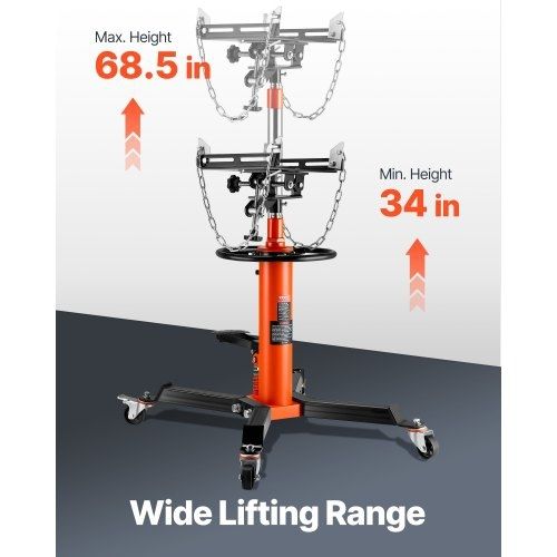 Jack, 600 kg Hydraulic Telescoping Transmission Jack, 81 -170 cm High Lift Floor Jack Stand with Foot Pedal