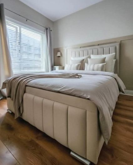 Cream Panel Border bed And Mattress