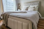 Cream Panel Border bed And Mattress