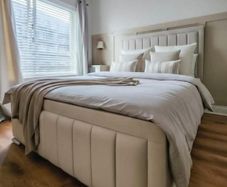Cream Panel Border bed And Mattress