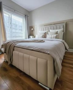 Cream Panel Border bed And Mattress
