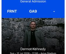 Standing tickets for Dermot Kennedy @ The Aviva - 12th July