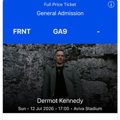 Standing tickets for Dermot Kennedy @ The Aviva - 12th July