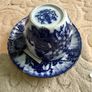 Vintage Flow Blue Moustache Cup and Saucer, Victoria Ironstone Staffordshire Image 6