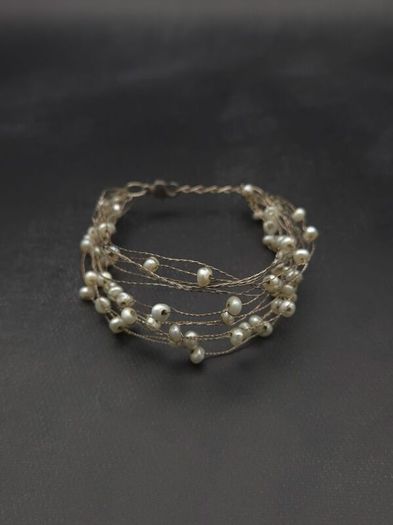 Vintage 925 Sterling Silver & Freshwater Pearls Bracelet