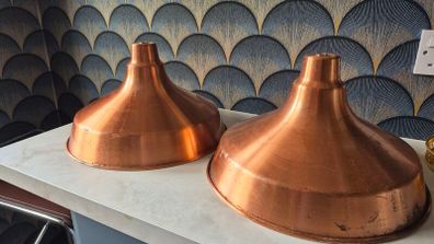 Pair of Rustic Copper Lamp Shades