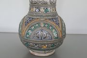 Vase Fes Blue &amp; White With Silver Filigree