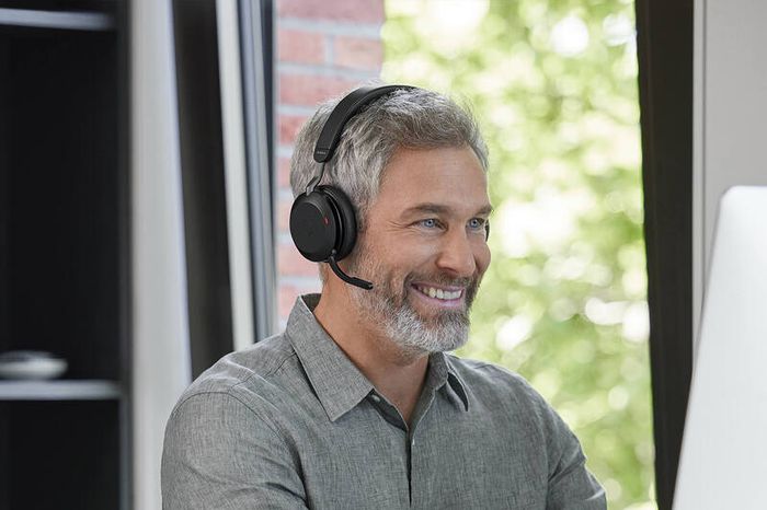 Jabra Evolve2 75 Wireless PC Headset with 8-Microphone Technology - Dual Foam Stereo Headphones with Adjustable Advanced Active Noise Cancellation, USB-A Bluetooth Adapter and UC Compatibility - Black