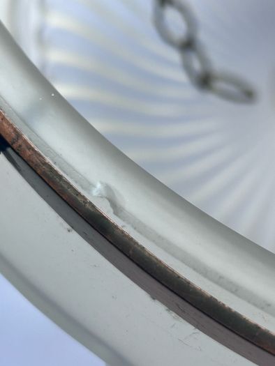 Vintage Art Deco Fluted White Opaque Glass and Copper Ceiling Light
