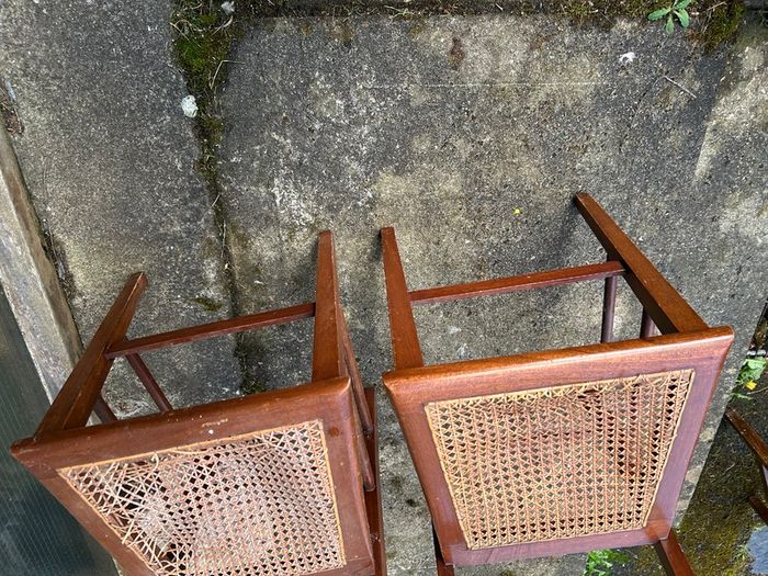 Art Deco/Nouveau Antique Caned Seat Wooden Chairs
