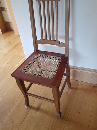 Antique Vintage Chair with Rattan Woven Seat Pad
