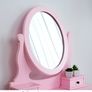 Bedroom Furniture Pink Dressing Table 3-Drawer Makeup Dresser Set with Stool Oval Mirror Image 5