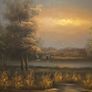 Vintage Oil on Canvas Landscape Ducks in Flight - Signed and Framed Image 7