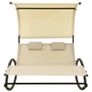 Double Sun Lounger with Canopy Textilene Cream Image 7