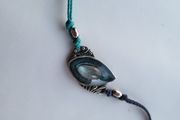 Handmade sterling silver bracelet with resin - like a lake with labradorite  from Ksenia.art