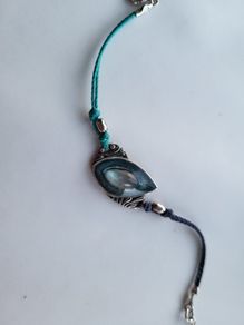 Handmade sterling silver bracelet with resin - like a lake with labradorite  from Ksenia.art