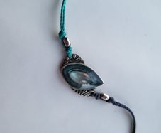 Handmade sterling silver bracelet with resin - like a lake with labradorite  from Ksenia.art