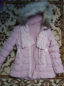 Girls padded jacket coat with lace and fur 5-7 yo