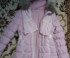 Girls padded jacket coat with lace and fur 5-7 yo
