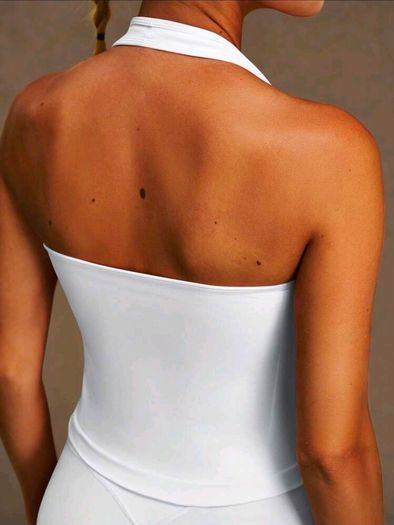 White Halter neck top