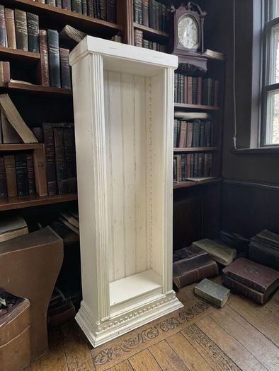 Vintage Painted Display Cabinet- Fluted Detail, Solid Wood