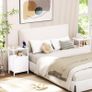 Bedside Table Set of 2, Side Table with 2 Fabric Drawers, Bedroom Bedside Cabinet with Open Storage Shelf, End Table, Nightstand for Living Room, Small Spaces, White Image 4