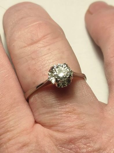 Diamond cluster engagement ring with papers
