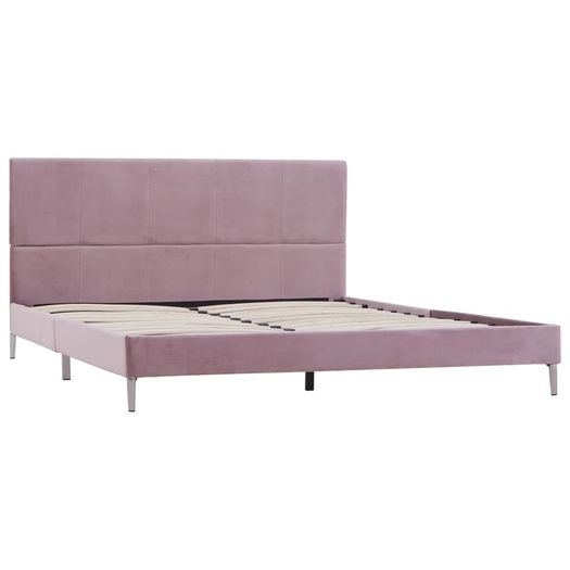 Bed Frame Pink Fabric 150x200 cm