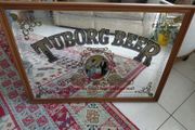 Vintage mirror Tuborg Beer advertising wood framed 75 x 54cm