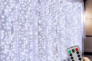 300 LED Curtain Lights, USB Window Lights, 3m x 3m 8 Modes Remote Control Fairy Light Waterproof LED Copper String Lights for Outdoor Indoor Wedding Party Garden Bedroom Decoration, Cool White (FREE SHIPPING)