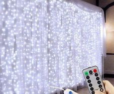 300 LED Curtain Lights, USB Window Lights, 3m x 3m 8 Modes Remote Control Fairy Light Waterproof LED Copper String Lights for Outdoor Indoor Wedding Party Garden Bedroom Decoration, Cool White (FREE SHIPPING)
