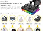 5 in 1 Heat Press Machine Sublimation T Shirt Heat Transfer Printer Muntifunctional For Mug/Latte Mug/Hat/Plate/Bottle