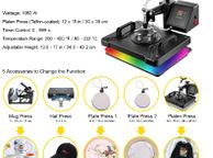 main image for ad 5 in 1 Heat Press Machine Sublimation T Shirt Heat Transfer Printer Muntifunctional For Mug/Latte Mug/Hat/Plate/Bottle
