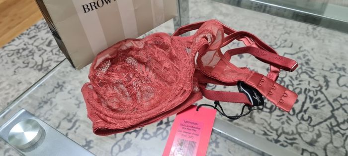Noelle Wolf Soul Lace Balcony Bra non pad size 32C, 34C, 32D, garnet rose colour