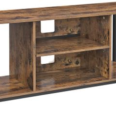 TV cabinet, TV table, TV shelf, lowboard with open compartments, living room, 110 x 40 x 50 cm, industrial design, vintage, dark brown