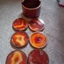 Vintage natural agate and wooden coaster set rrp 85e Image 4