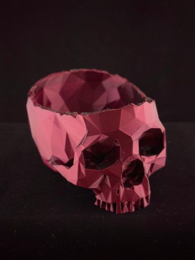 3D Printed Low Polygon Skull Planter/ Bowl