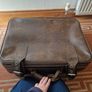 1leather suitcase and 1 faux leather suitcase. Image 2