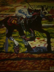 For sale this beautiful painting of jockey and horse