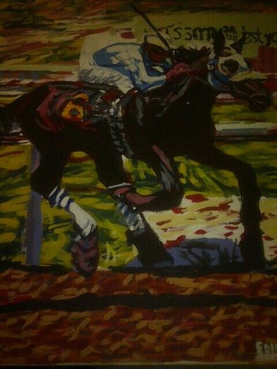 For sale this beautiful painting of jockey and horse