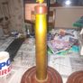 Two Old Military Brass Shell Lamps on Mahogany Bases Image 2