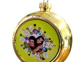 Personalised photo christmas Tree Ornament gold