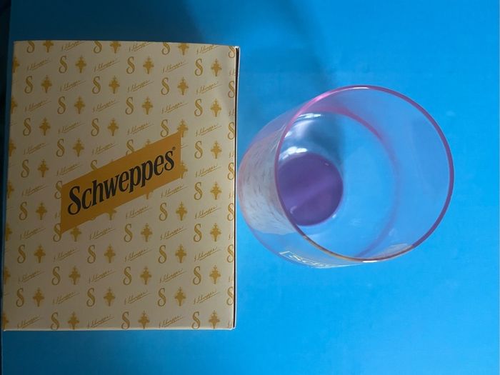 Schweppes branded whiskey glasses