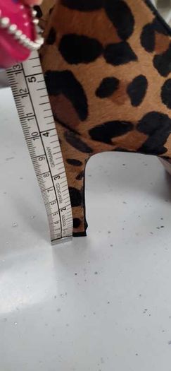 KAREN MILLEN Ella Leather Leopard Print High Heels Sz 7 (Fit 7-7.5UK) - Rrp 175 (New)