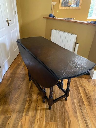 Folding Round Dining Table in Solid Dark Oak